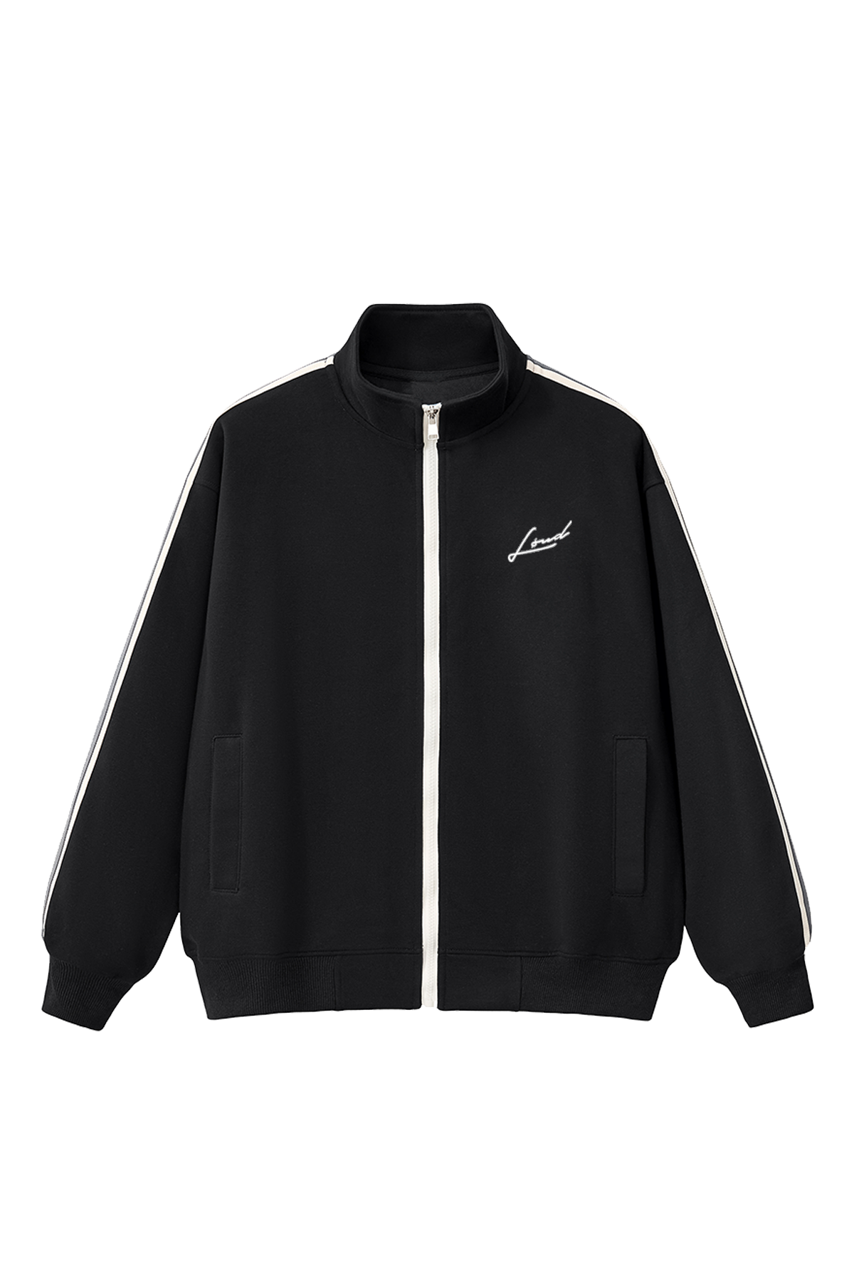 LOUD Black Striped Tape Track Jacket - Live Look Loud