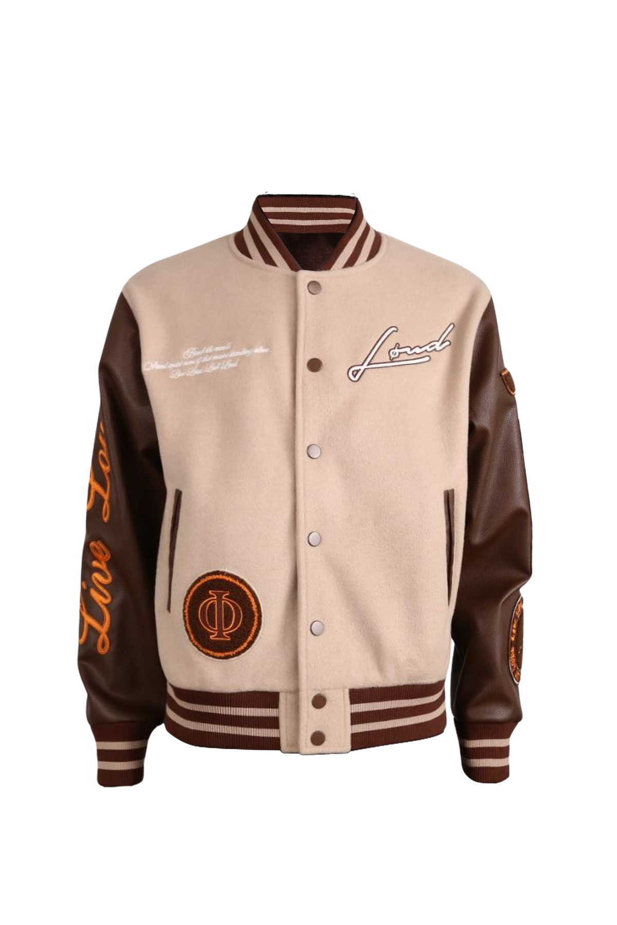 LOUD Brown Varsity Jacket - Live Look Loud