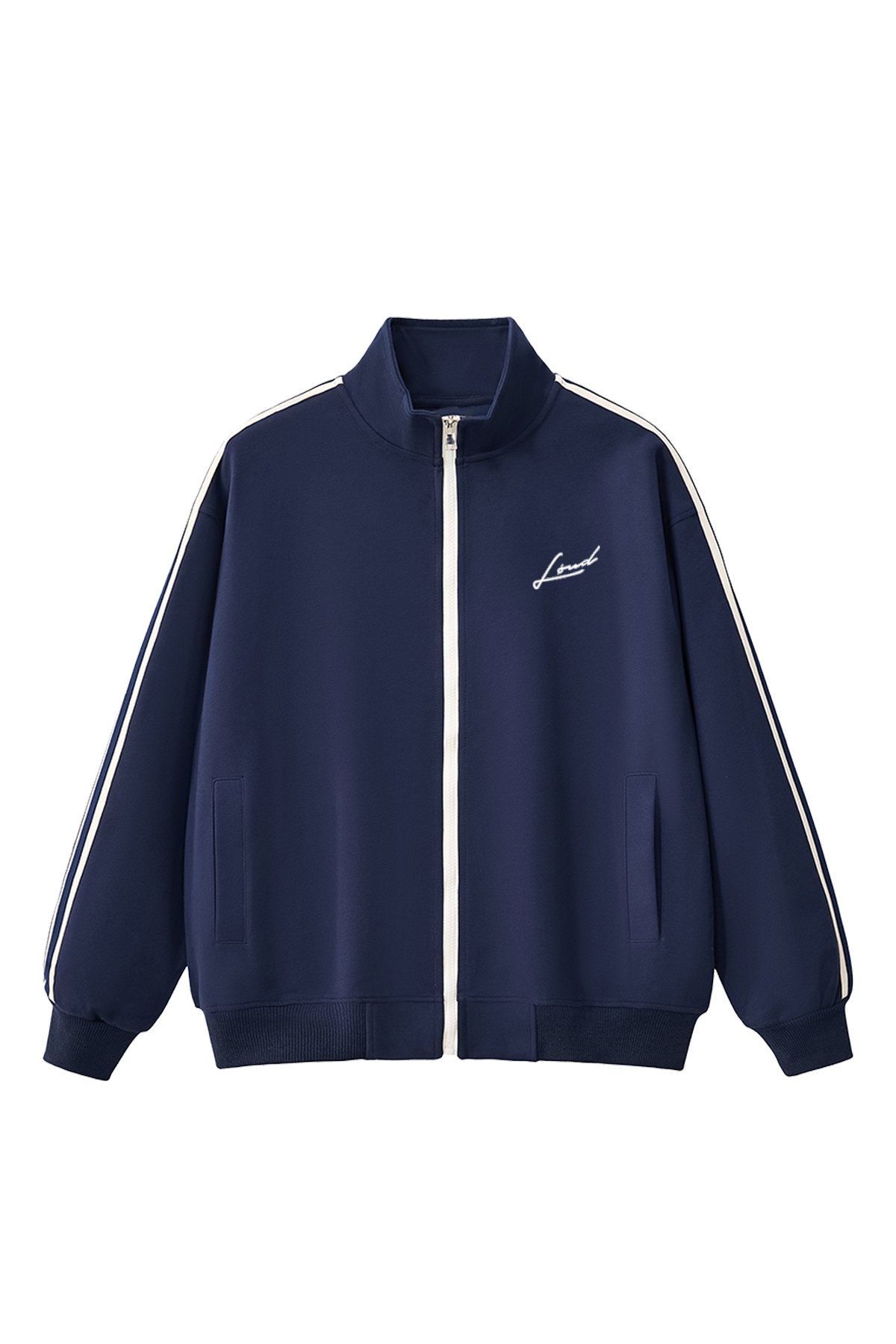 LOUD Navy Striped Tape Track Jacket - Live Look Loud