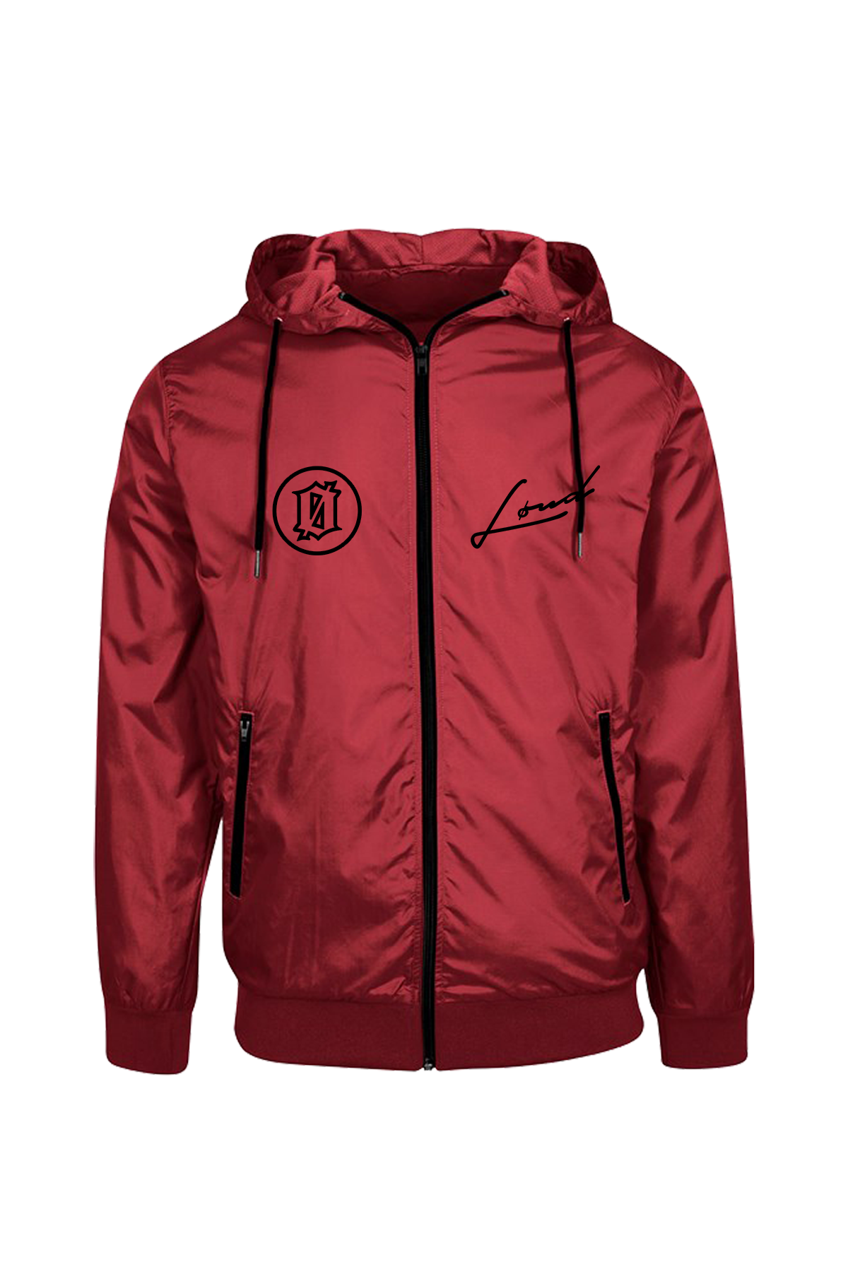 LOUD Embroidered Burgundy Windbreaker Jacket