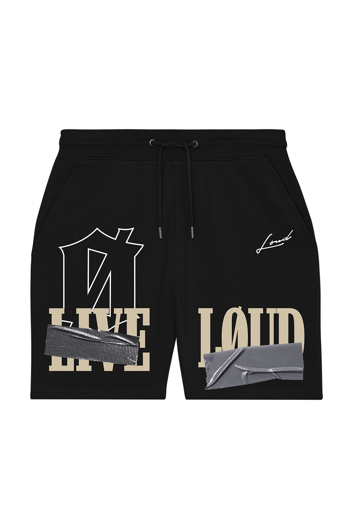 Live Loud Black Tape Shorts