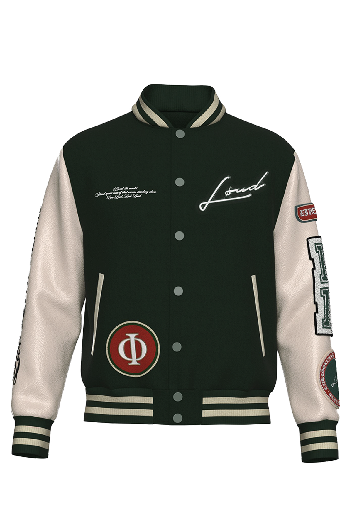 Loud Green Varsity Jacket - Live Look Loud