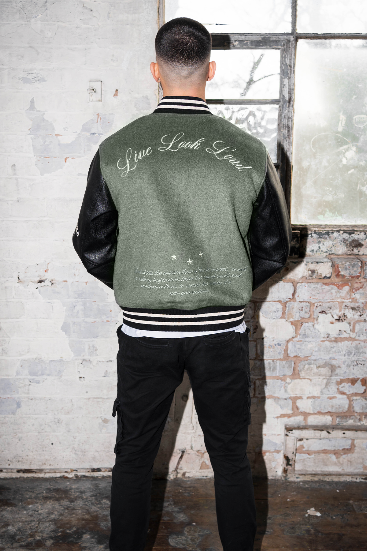 Loud Khaki Varsity Jacket - Live Look Loud