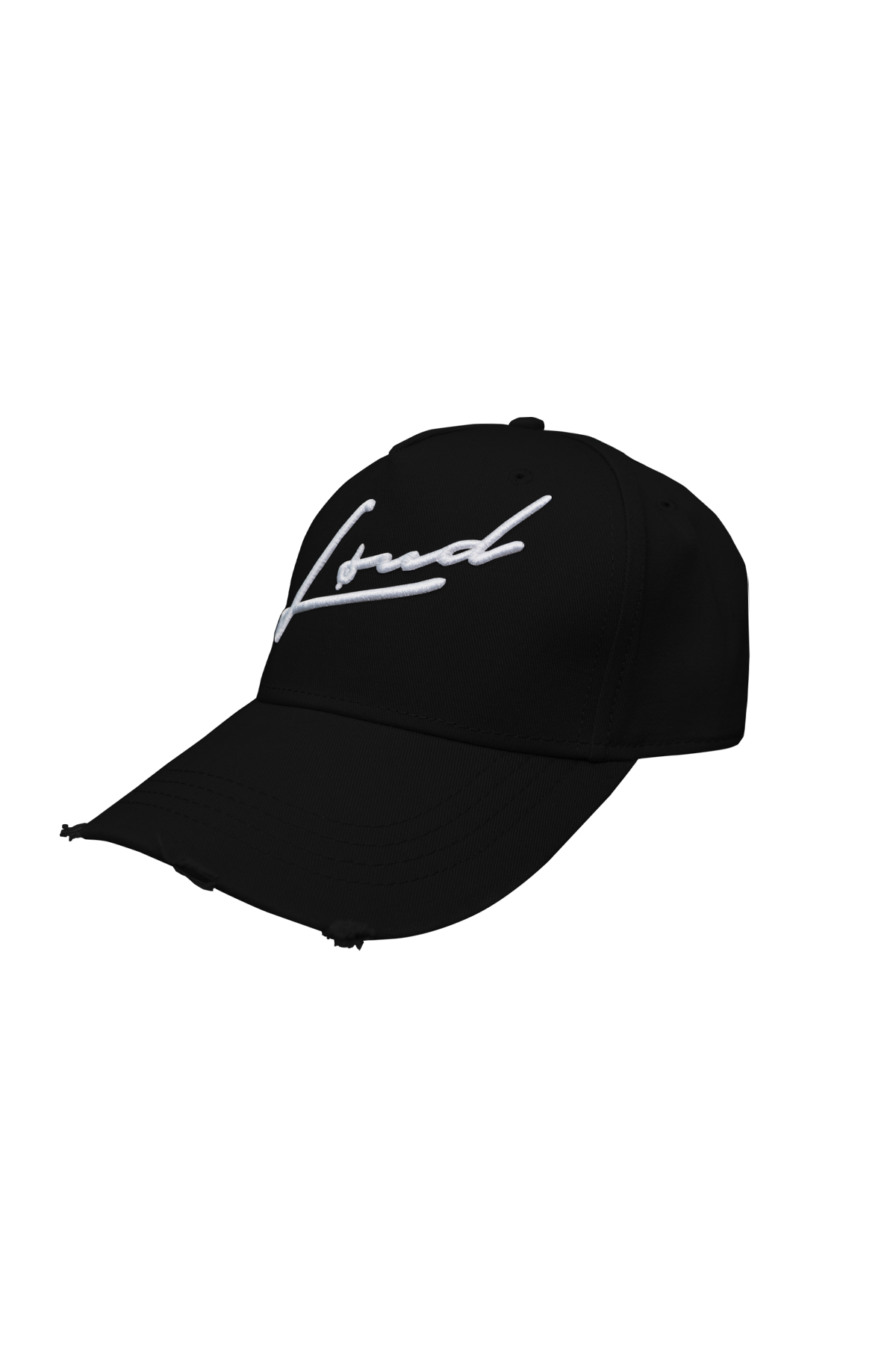 Loud Black and White Distressed Signature Cap