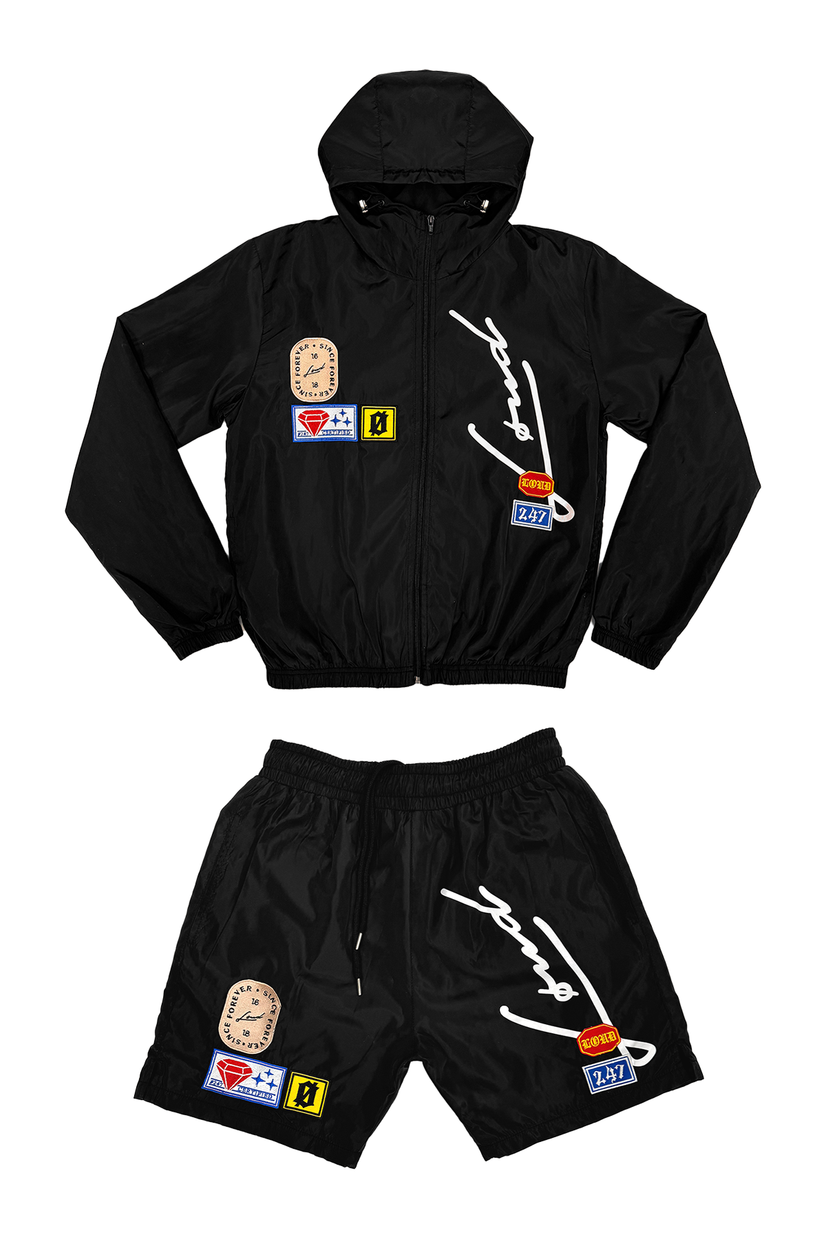 LOUD Badge Black Windbreaker Co-ord Set