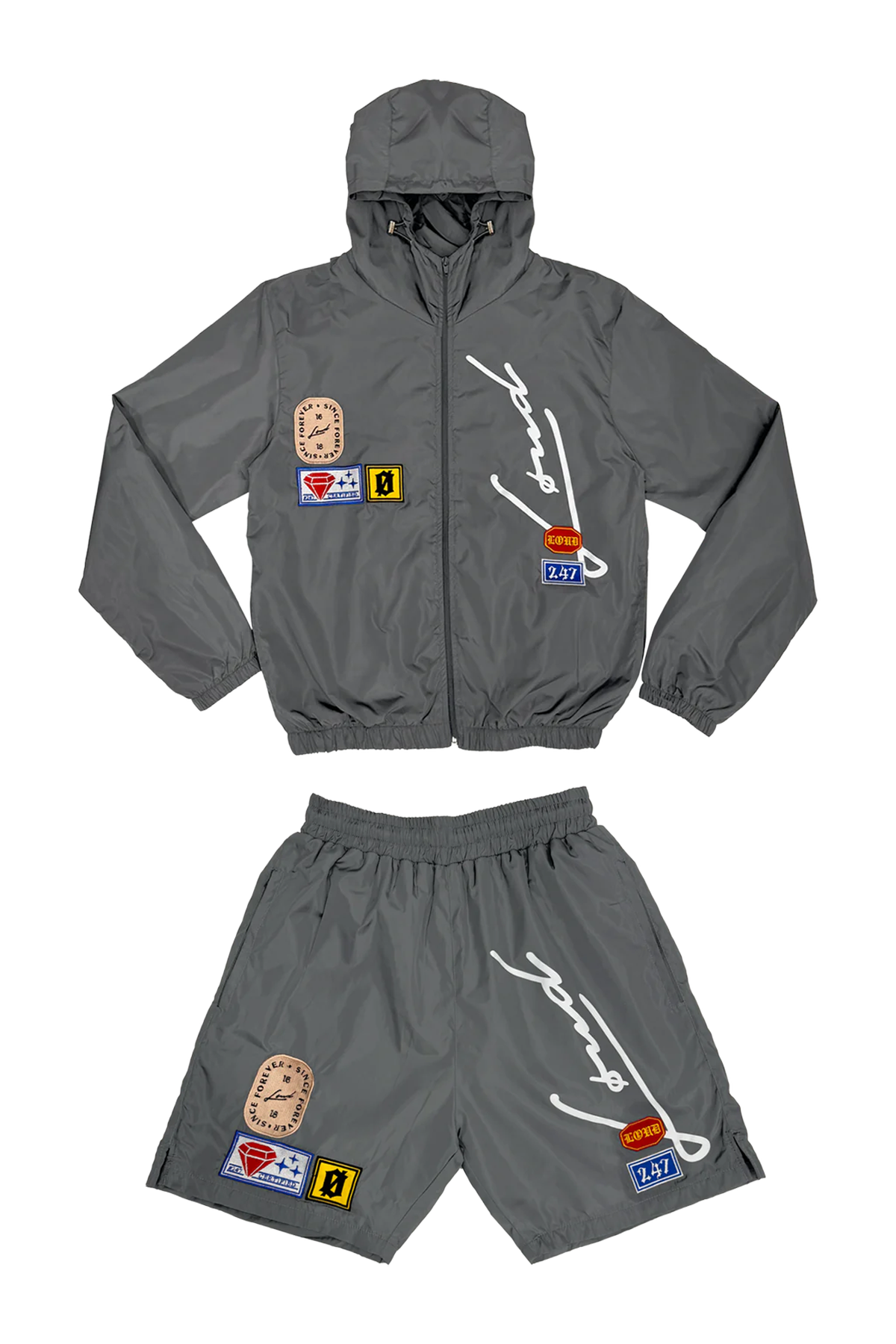 LOUD Badge Grey Windbreaker Co-ord Set