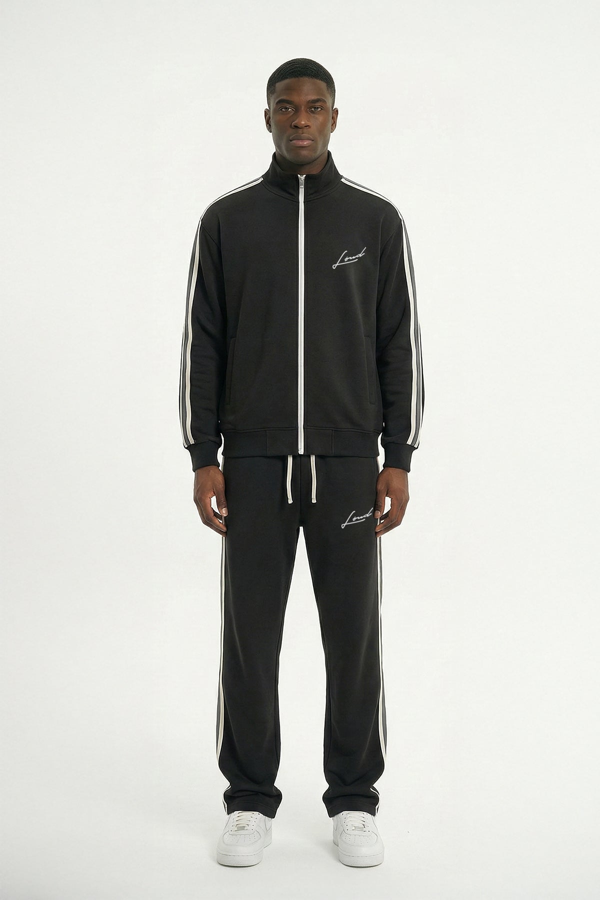 LOUD Black Striped Tape Track Jacket - Live Look Loud