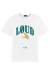 Loud Fly High White T-Shirt Green Print