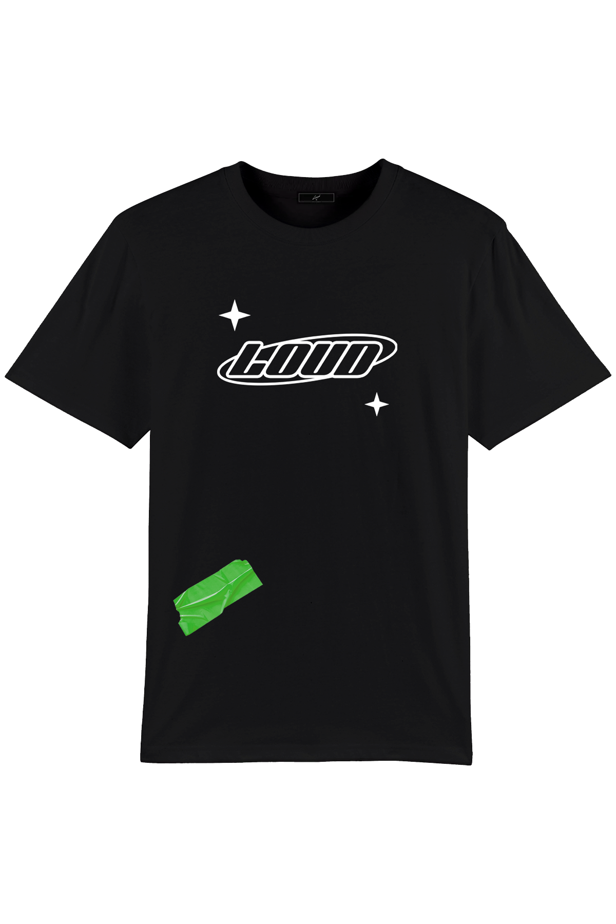 Loud Logo Green Tape - Black T-Shirt