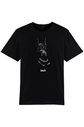 Torn Doberman Print Black T-Shirt - Live Look Loud