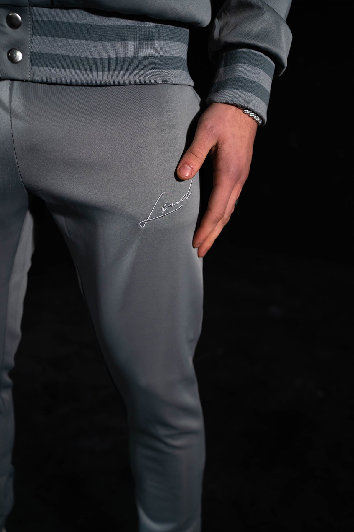 Loud Grey Embroidered Tracksuit - Live Look Loud