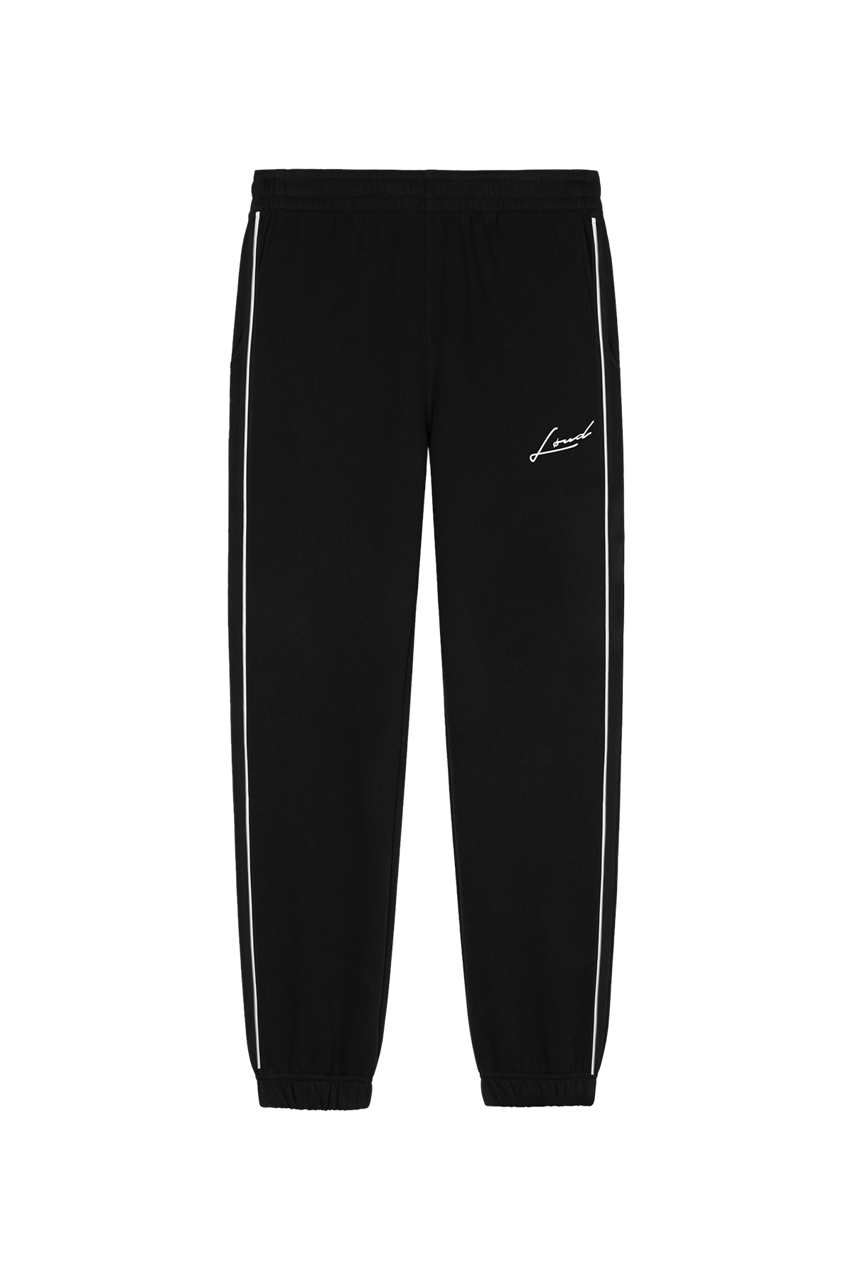 Loud Black with White Piping Tracksuit Joggers - Live Look Loud