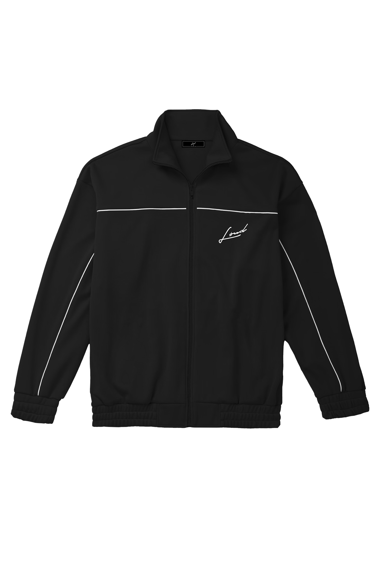 Loud Black with White Piping Tracksuit Jacket - Live Look Loud