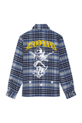 LOUD Blue Heavyweight Oversized Check Over-Shirt - Live Look Loud