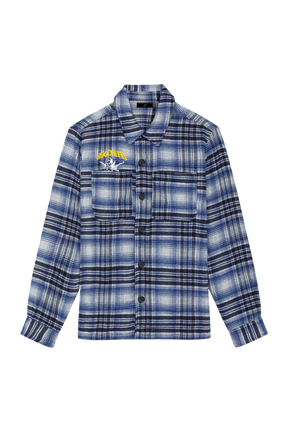 LOUD Blue Heavyweight Oversized Check Over-Shirt - Live Look Loud