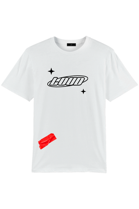 Loud Logo Red Tape - White T-Shirt - Live Look Loud