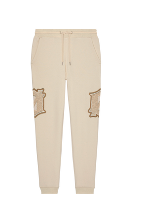 Chenille Logo Cream Joggers - Live Look Loud