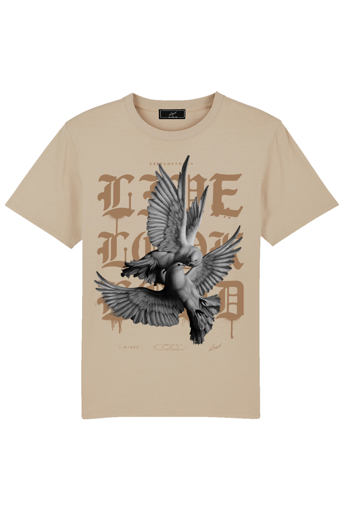Loud Twin Flames Graphic Sand T-Shirt - Live Look Loud