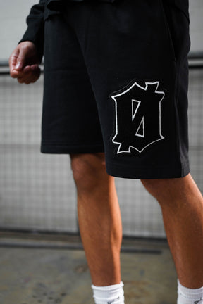 Chenille Logo Black Shorts - Live Look Loud